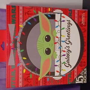 New Women's Star Wars Mandalorian Baby Yoda 15 Days Of Socks Shoe Sizes 4-10